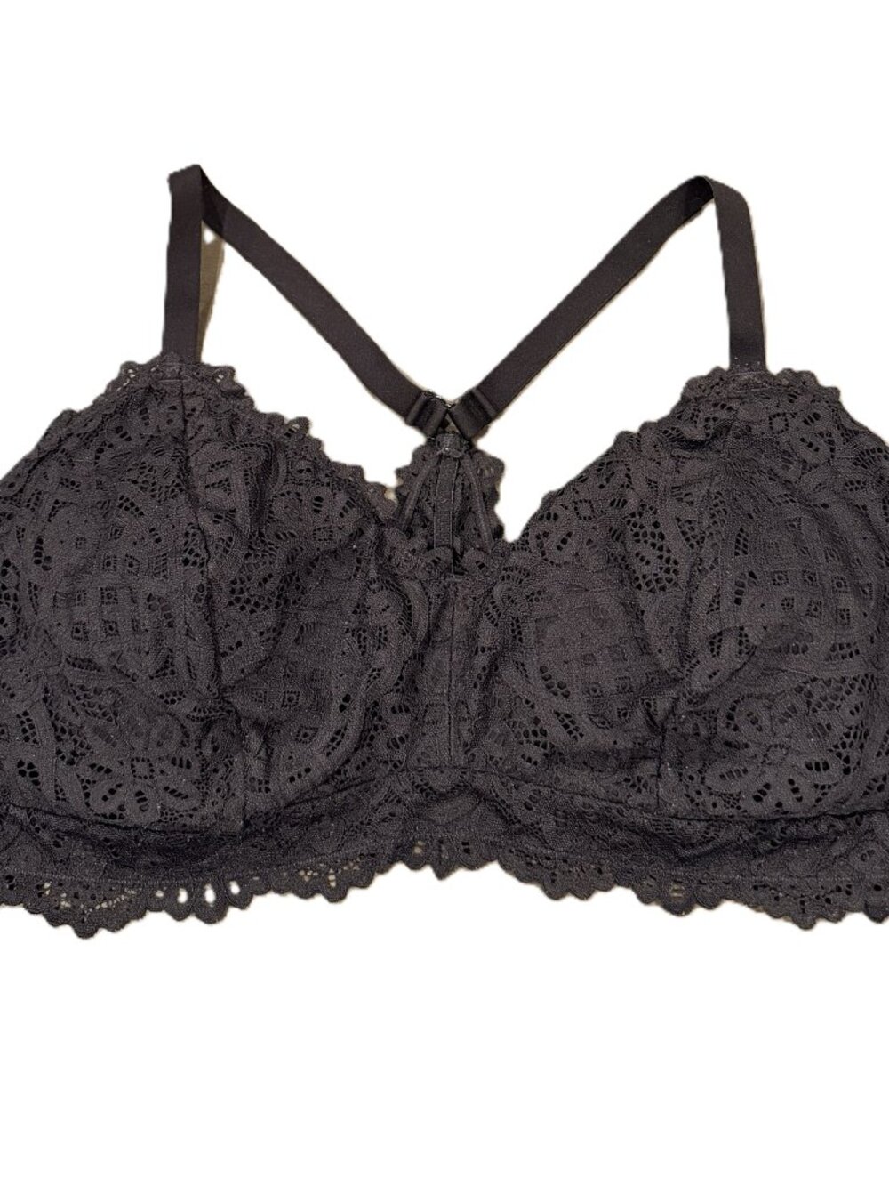 Auden Women's Lightly Lined Racerback Bralette Black Pretty Bra Size 3X